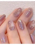 24Pcs Nude Pink Short Round Press-On Nails