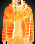 Men Winter Warm USB Heating Jackets Smart Thermostat Pure Color Hooded Heated Clothing Waterproof Warm Jackets