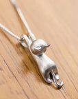 Silver Cat Pendant Necklace Jewelry