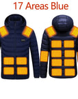Men Winter Warm USB Heating Jackets Smart Thermostat Pure Color Hooded Heated Clothing Waterproof Warm Jackets