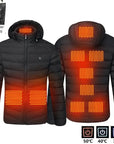 Men Winter Warm USB Heating Jackets Smart Thermostat Pure Color Hooded Heated Clothing Waterproof Warm Jackets