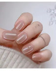 24Pcs Nude Pink Short Round Press-On Nails