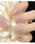24Pcs Nude Pink Short Round Press-On Nails