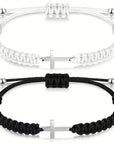 Adjustable Black & White Cross Bracelets