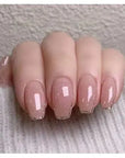 24Pcs Nude Pink Short Round Press-On Nails