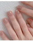 24Pcs Nude Pink Short Round Press-On Nails