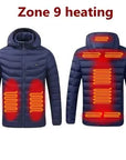Men Winter Warm USB Heating Jackets Smart Thermostat Pure Color Hooded Heated Clothing Waterproof Warm Jackets