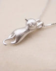 Silver Cat Pendant Necklace Jewelry