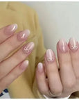 24Pcs Nude Pink Short Round Press-On Nails