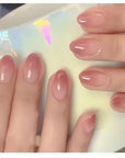 24Pcs Nude Pink Short Round Press-On Nails