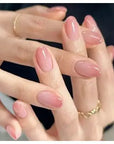 24Pcs Nude Pink Short Round Press-On Nails