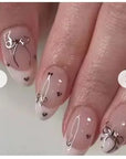 24Pcs Nude Pink Short Round Press-On Nails