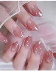 24Pcs Nude Pink Short Round Press-On Nails