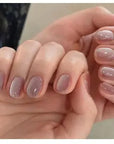 24Pcs Nude Pink Short Round Press-On Nails