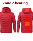 Men Winter Warm USB Heating Jackets Smart Thermostat Pure Color Hooded Heated Clothing Waterproof Warm Jackets