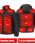 Men Winter Warm USB Heating Jackets Smart Thermostat Pure Color Hooded Heated Clothing Waterproof Warm Jackets