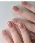 24Pcs Nude Pink Short Round Press-On Nails