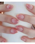 24Pcs Nude Pink Short Round Press-On Nails