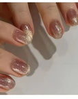 24Pcs Nude Pink Short Round Press-On Nails