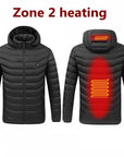 Men Winter Warm USB Heating Jackets Smart Thermostat Pure Color Hooded Heated Clothing Waterproof Warm Jackets