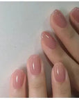 24Pcs Nude Pink Short Round Press-On Nails