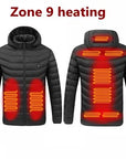 Men Winter Warm USB Heating Jackets Smart Thermostat Pure Color Hooded Heated Clothing Waterproof Warm Jackets