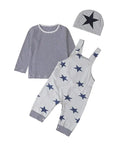 Newborn Baby Boy Clothes Long Sleeve Tops + Suspender Pants + Hat