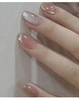 24Pcs Nude Pink Short Round Press-On Nails