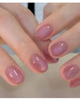 24Pcs Nude Pink Short Round Press-On Nails