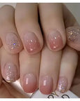 24Pcs Nude Pink Short Round Press-On Nails