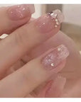 24Pcs Nude Pink Short Round Press-On Nails