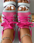 Cutout Lace-up Muffin Sandals