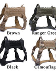 Nylon Tactical Dog Harness with Handle & Bungee Leash for Large Dogs