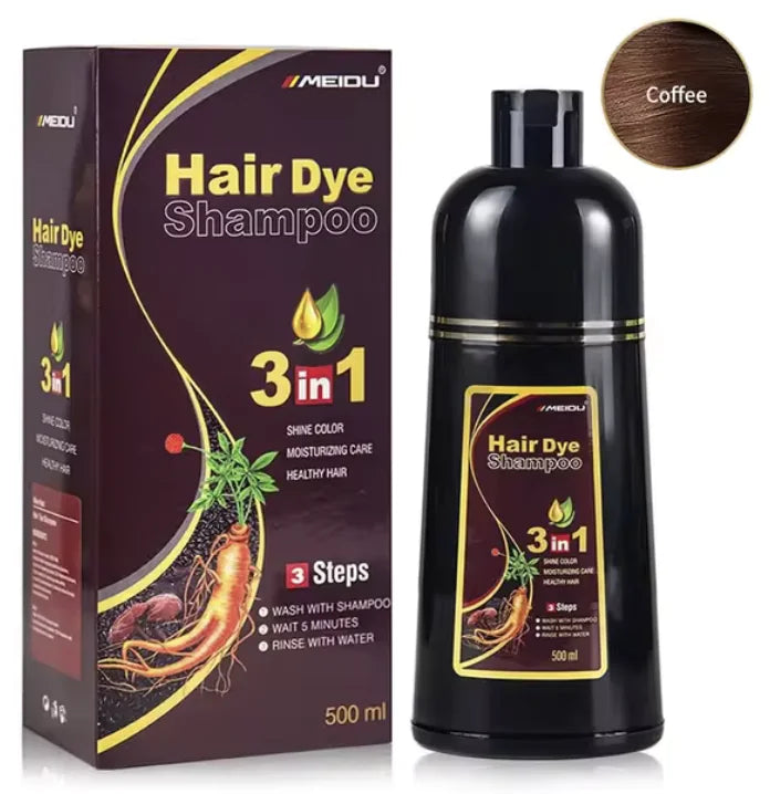 3-in-1 Natural Hair Dye Shampoo - Quick & Easy Gray Coverage, Cleanses & Nourishes