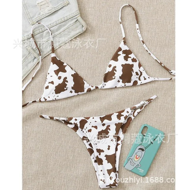 New Cow Print Swimsuit Women