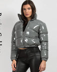 Shiny PU Leather Winter Jacket