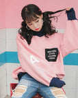 Pink Oversized Winter Sweatshirt