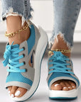 Cutout Lace-up Muffin Sandals