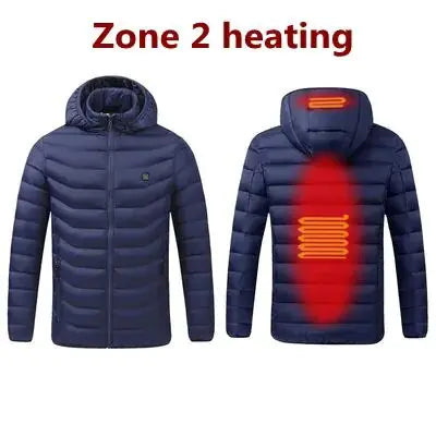 Men Winter Warm USB Heating Jackets Smart Thermostat Pure Color Hooded Heated Clothing Waterproof  Warm Jackets