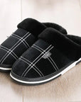 Winter Slippers Suede Gingham Plush