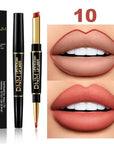 Double Ended Matte Lipstick Long Lasting Wateproof Lipsticks Brand Lip Makeup Cosmetics Dark Red Lips Liner Pencil Beauty