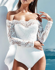 New Lace Off Shoulder Bodysuit Women