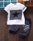 Baby Boy Summer Star Printed Clothes Set: T-Shirt + Pants Suit