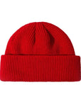 Unisex Winter Ribbed Knitted Cuffed Short Melon Cap