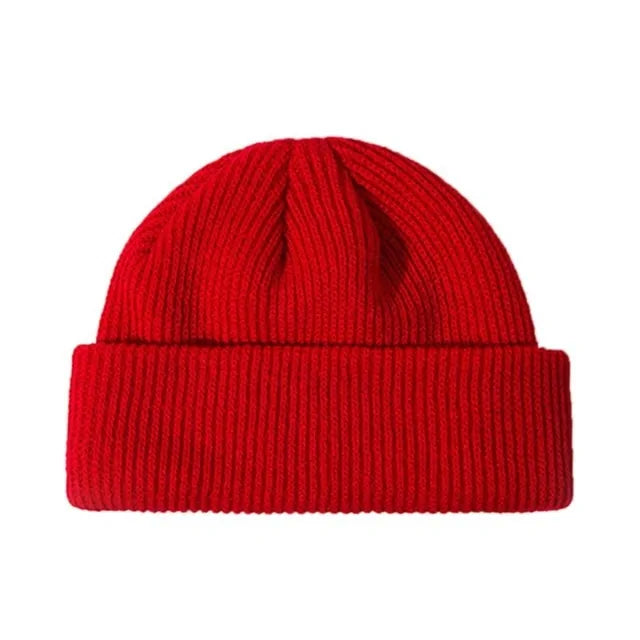 Unisex Winter Ribbed Knitted Cuffed Short Melon Cap