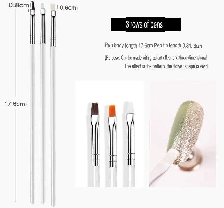 20PCS/Set Nail Art Design Dotting Painting Drawing Polish Brush Pen Tools UV Gel