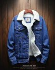 Men Light Blue Winter Jean Jackets Outerwear Warm Denim Coats New Men