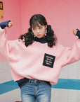 Pink Oversized Winter Sweatshirt