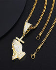 Cross Pray Hand Pendant Necklace