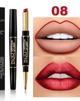 Double Ended Matte Lipstick Long Lasting Wateproof Lipsticks Brand Lip Makeup Cosmetics Dark Red Lips Liner Pencil Beauty